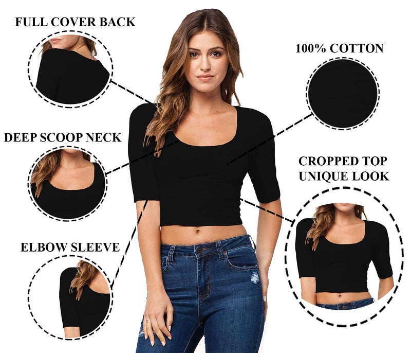 THE BLAZZE Women's Cotton Solid Half Sleeve Readymade Blouse (1055_Dark Pink_XS) - Image 5
