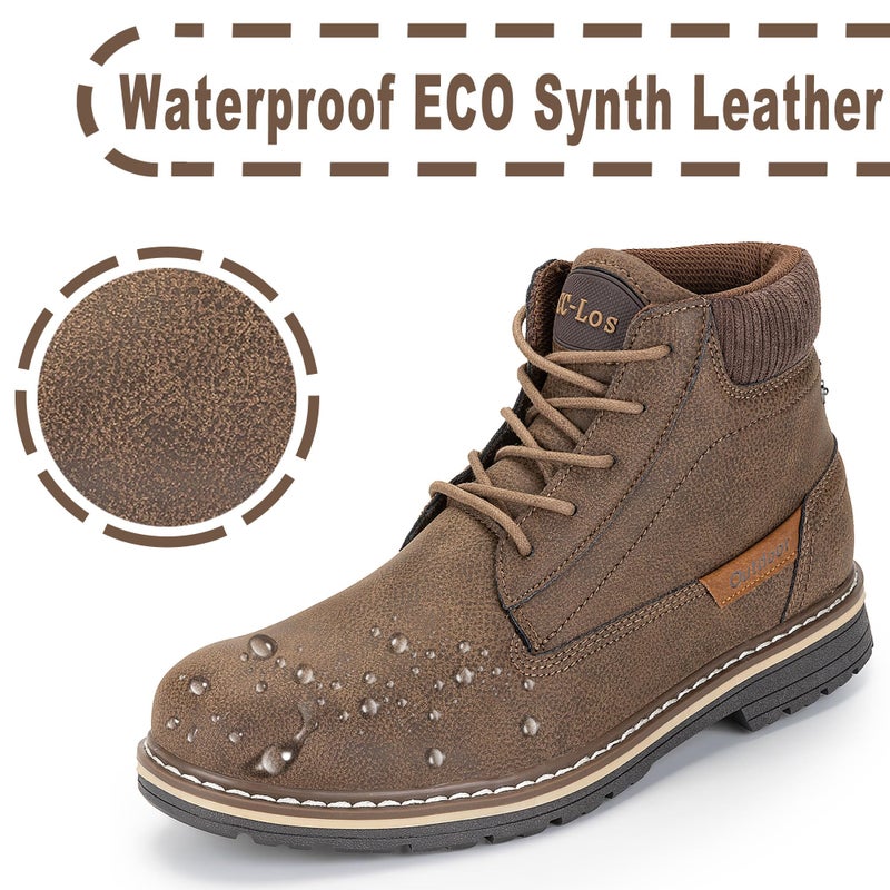 CC-Los Men's Hiking Boots Casual Chukka Boots Water-Resistant Work Ankle Boots for Men Size 8-14 Brown - Image 2