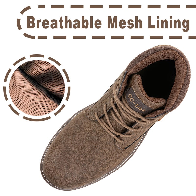 CC-Los Men's Hiking Boots Casual Chukka Boots Water-Resistant Work Ankle Boots for Men Size 8-14 Brown - Image 3