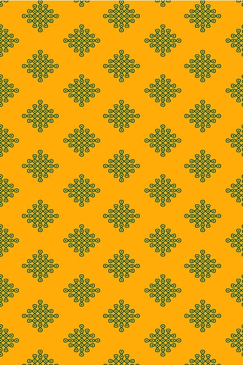 S2S Yellow Backdrop Cloth for Pooja Decoration Traditional, Background Decoration Cloth for Pooja Background Curtain Cloth for Festival Fabric (Small Muggu Mango with Green) - Image 3