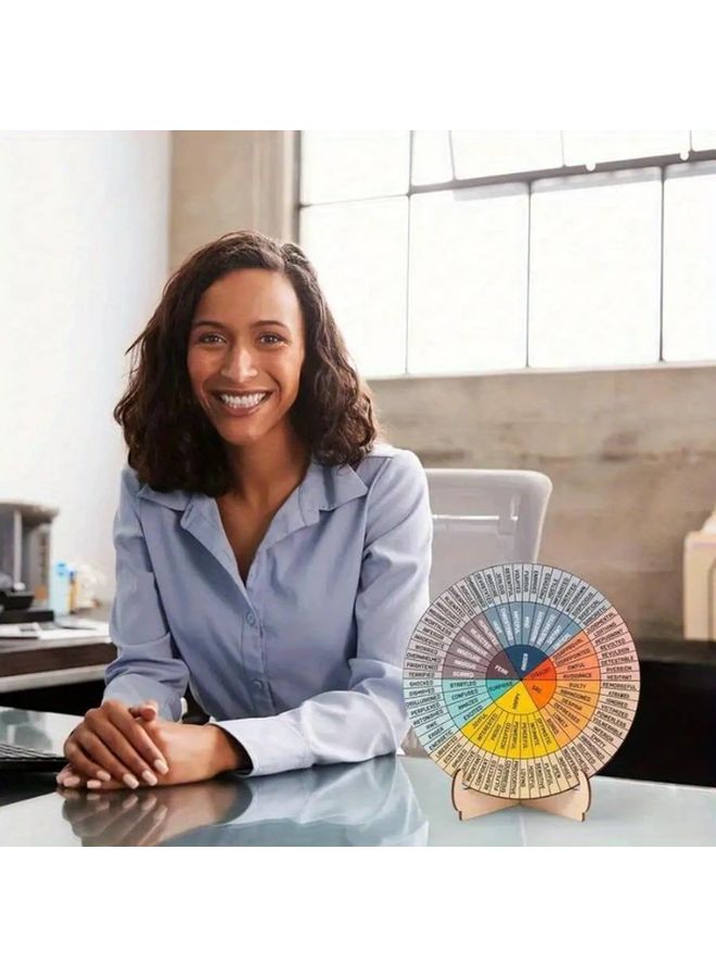 Double Sided Emotion Wheel With Desk Stand Color Coded Feelings Chart 1pc - Image 2