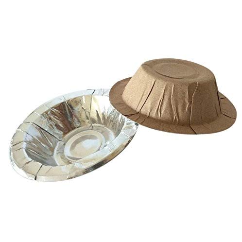 Ukal Disposable Paper Pattal Bowl Dona Plate ( Silver , Plate Size: 7 Inch , Bowl Size: 4.5 Inch , 50 Pcs Paper Plate , 50 Pcs Dona Bowl ) - Pack of 100 - Image 2