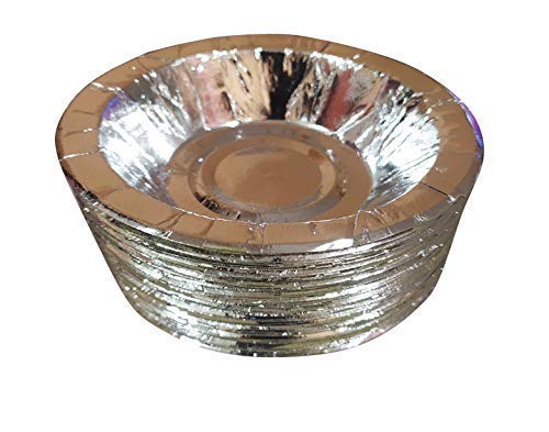Ukal Disposable Paper Pattal Bowl Dona Plate ( Silver , Plate Size: 7 Inch , Bowl Size: 4.5 Inch , 50 Pcs Paper Plate , 50 Pcs Dona Bowl ) - Pack of 100 - Image 3