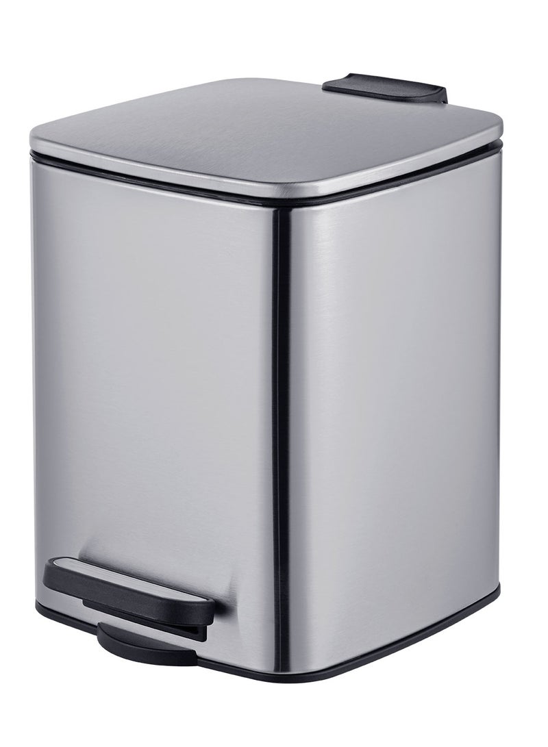 Noon East Waste Bin 12 Liter Brushed Stainless Steel Trash Can, Square Pedal Recycle Bin with Lid and Inner Buckets, Hands-Free Steel Step Garbage Can for Home Office Rub - Image 1