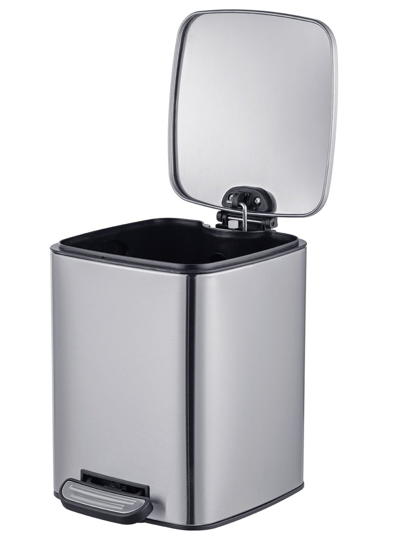 Noon East Waste Bin 12 Liter Brushed Stainless Steel Trash Can, Square Pedal Recycle Bin with Lid and Inner Buckets, Hands-Free Steel Step Garbage Can for Home Office Rub - Image 2