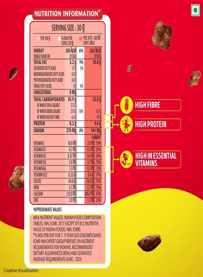 Kellogg's Chocolatecrunchy Bites | Source Of Calcium, High In Protein, With 10 Essential Vitamins & Minerals, Source Of Fibre | Breakfast Cerea L For Kids | 375G - Image 2