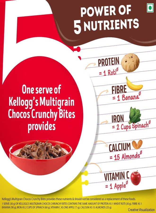 Kellogg's Chocolatecrunchy Bites | Source Of Calcium, High In Protein, With 10 Essential Vitamins & Minerals, Source Of Fibre | Breakfast Cerea L For Kids | 375G - Image 4