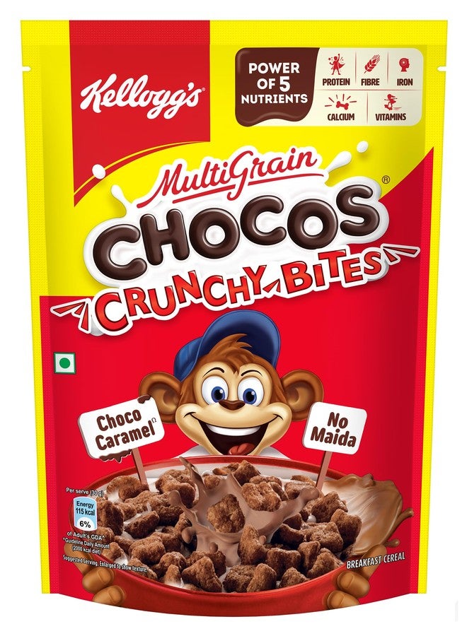 Kellogg's Chocolatecrunchy Bites | Source Of Calcium, High In Protein, With 10 Essential Vitamins & Minerals, Source Of Fibre | Breakfast Cerea L For Kids | 375G - Image 1