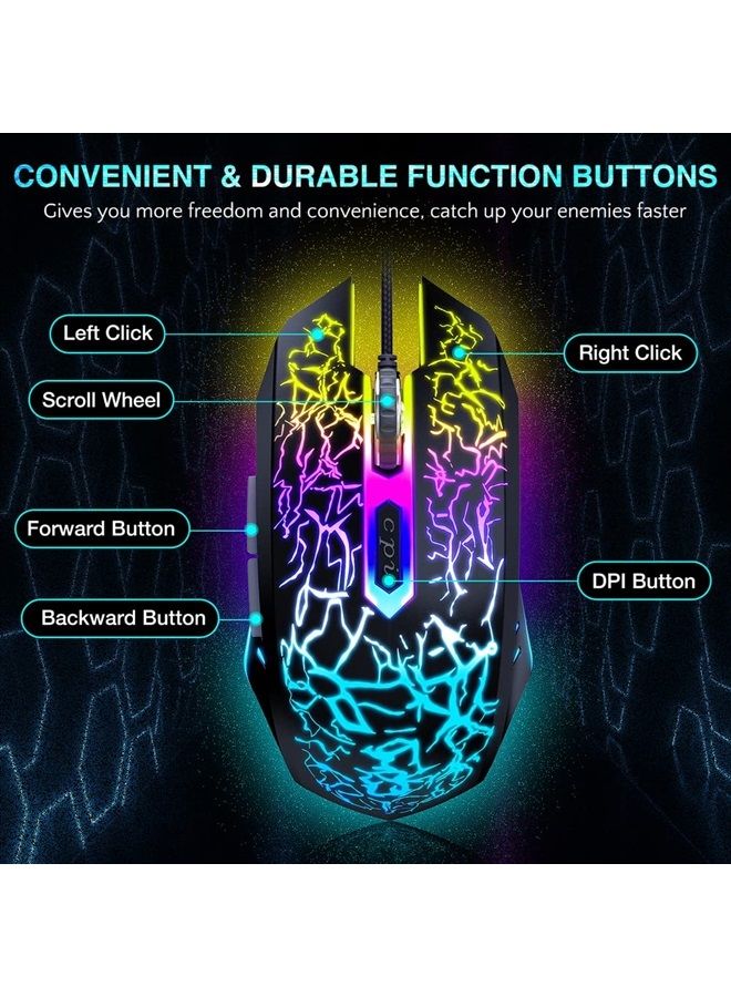 BENGOO Gaming Mouse Wired, USB Optical Computer Mice with RGB Backlit, 4 Adjustable DPI Up to 3600, Ergonomic Gamer Laptop PC Mouse with 6 Programmable Buttons for Windows 7/8/10/XP Vista Linux -Black  - Image 3