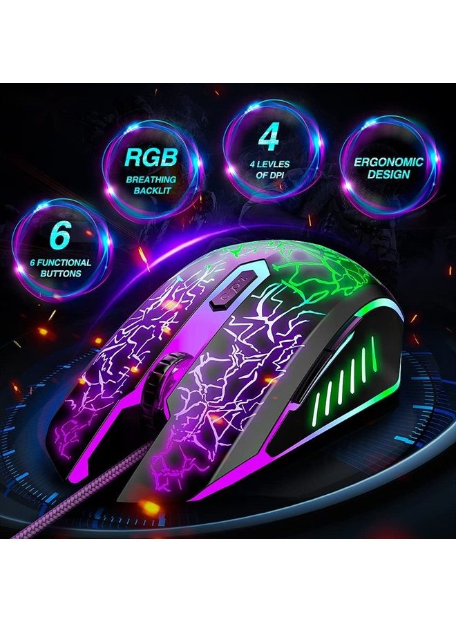 BENGOO Gaming Mouse Wired, USB Optical Computer Mice with RGB Backlit, 4 Adjustable DPI Up to 3600, Ergonomic Gamer Laptop PC Mouse with 6 Programmable Buttons for Windows 7/8/10/XP Vista Linux -Black  - Image 2