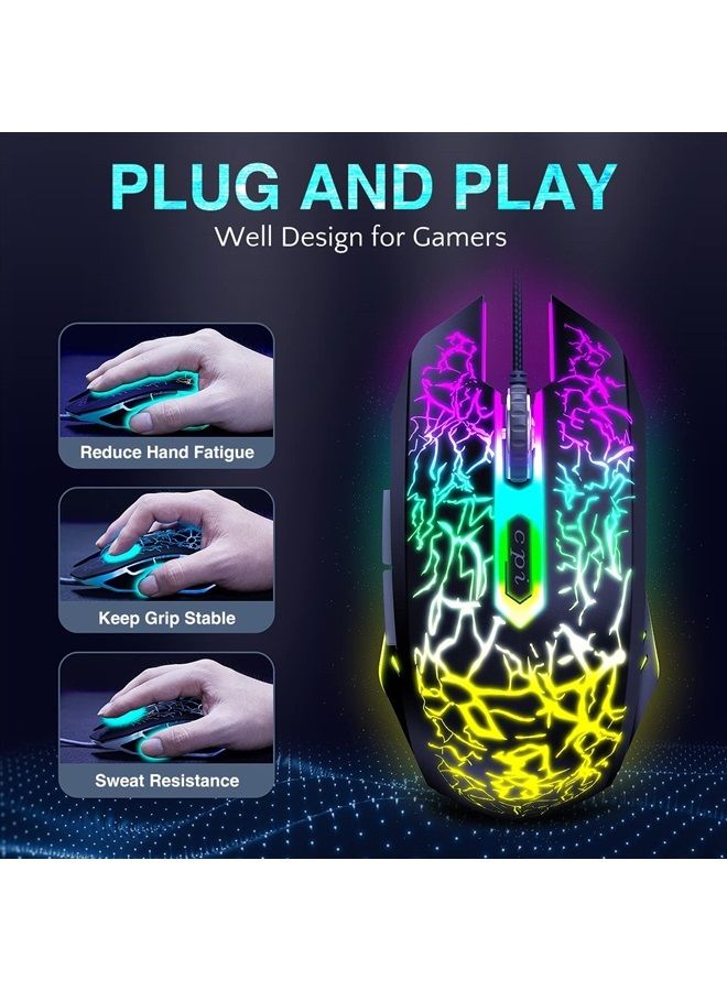 BENGOO Gaming Mouse Wired, USB Optical Computer Mice with RGB Backlit, 4 Adjustable DPI Up to 3600, Ergonomic Gamer Laptop PC Mouse with 6 Programmable Buttons for Windows 7/8/10/XP Vista Linux -Black  - Image 4