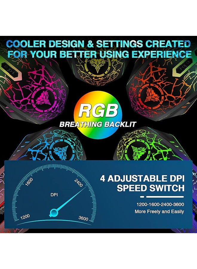 BENGOO Gaming Mouse Wired, USB Optical Computer Mice with RGB Backlit, 4 Adjustable DPI Up to 3600, Ergonomic Gamer Laptop PC Mouse with 6 Programmable Buttons for Windows 7/8/10/XP Vista Linux -Black  - Image 5