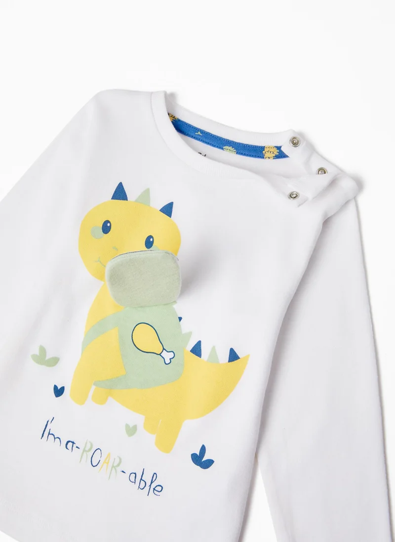 Zippy Cotton Pyjamas for Baby Boys 'Dinosaur', White/Blue