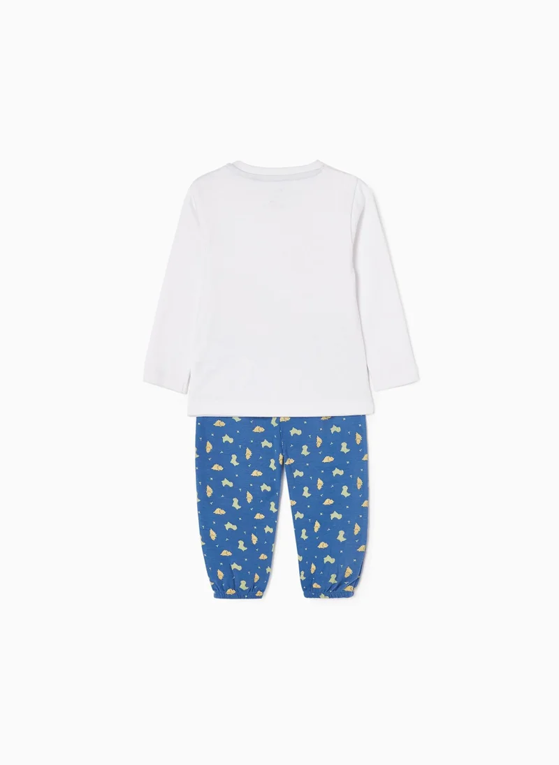 Zippy Cotton Pyjamas for Baby Boys 'Dinosaur', White/Blue