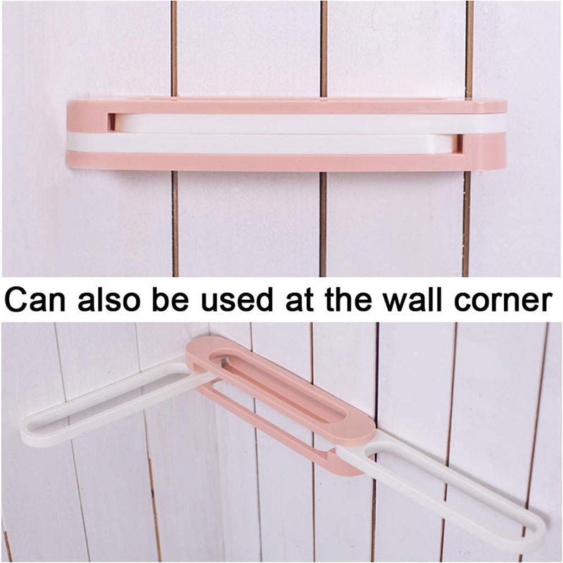 KolorFish 3 in 1 ABS Slippers Rack Shoes Organizer Wall Mounted Holder Hanger Foldable Towel Storage for Bathroom Door Towel Organiser Rack (Pink) - Image 4