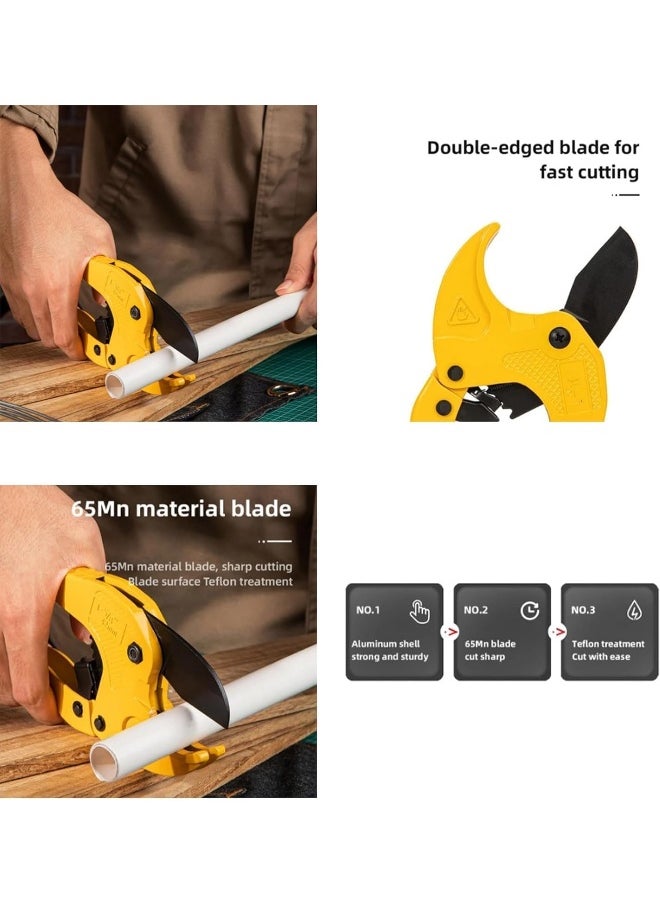 Biella Pipe Cutter, High Performance Teflon Blade Made Ratchet-Type Pipe Cutter One-Hand Fast Pipe Cutting Tool For Pvc Ppr Pe Pex Pipe And Other Plastic Pipe  - Image 4