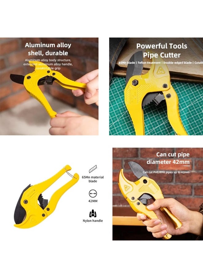 Biella Pipe Cutter, High Performance Teflon Blade Made Ratchet-Type Pipe Cutter One-Hand Fast Pipe Cutting Tool For Pvc Ppr Pe Pex Pipe And Other Plastic Pipe  - Image 5