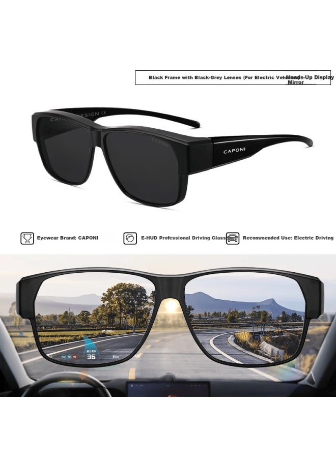Caponi Polarized Prescription Clip-on Hud Display Sungl For Men Driving Uv Protection - Image 1