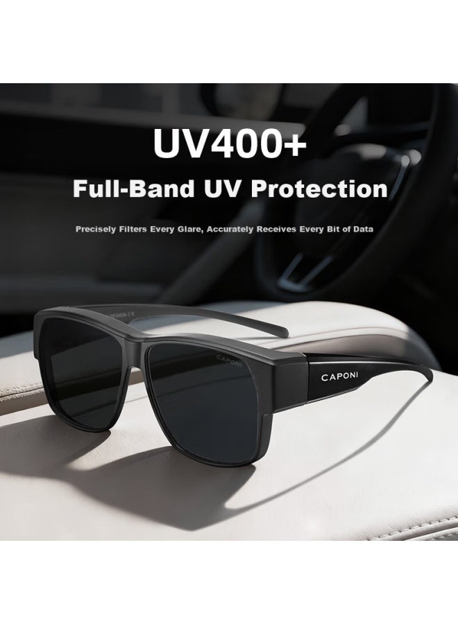 Caponi Polarized Prescription Clip-on Hud Display Sungl For Men Driving Uv Protection - Image 2