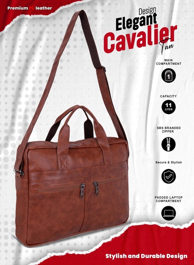COSMUS CAVALIER 14 Laptop Carrying Messenger Bag for Office Use (Tan) - Image 5