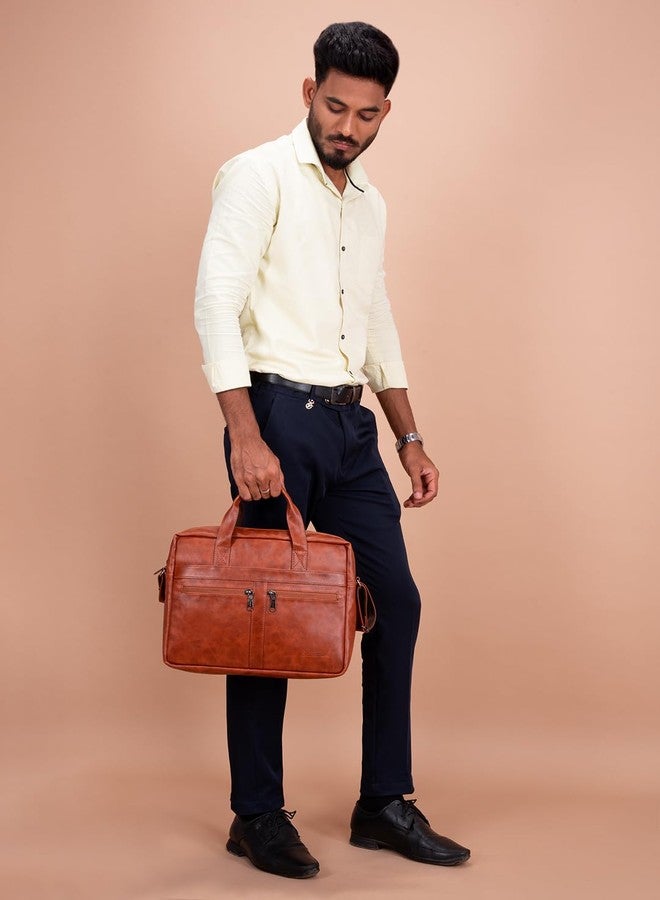 COSMUS CAVALIER 14 Laptop Carrying Messenger Bag for Office Use (Tan) - Image 3