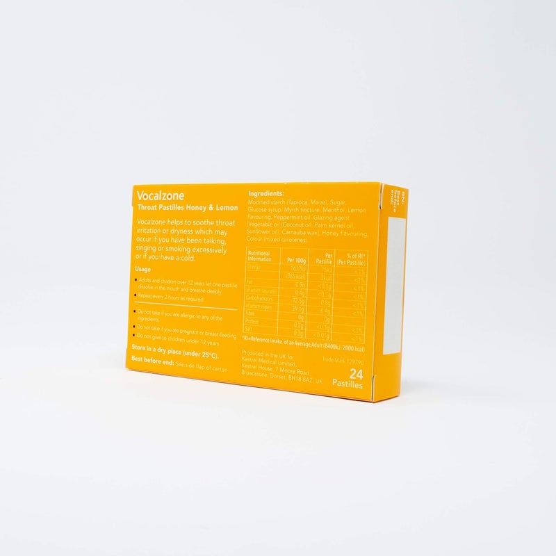 Vocalzone Throat Pastilles Honey  Lemon 24  For Sore Throats and Hoarseness When Overusing Your Voice Produced and sold in the United Kingdom since 1912 - Image 4