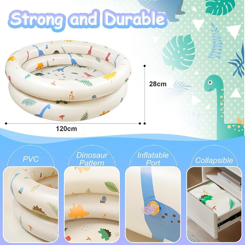 صورة العلامه حوض سباحة قابل للنفخ للأطفال من Aputue، 120 × 28 سم، حوض ديناصور قابل للطي للأطفال من 3 إلى 5 سنوات، حوض سباحة قابل للنفخ بمادة سميكة، لعب مائي في الهواء الطلق للأطفال الصغار والأطفال - Image 4
