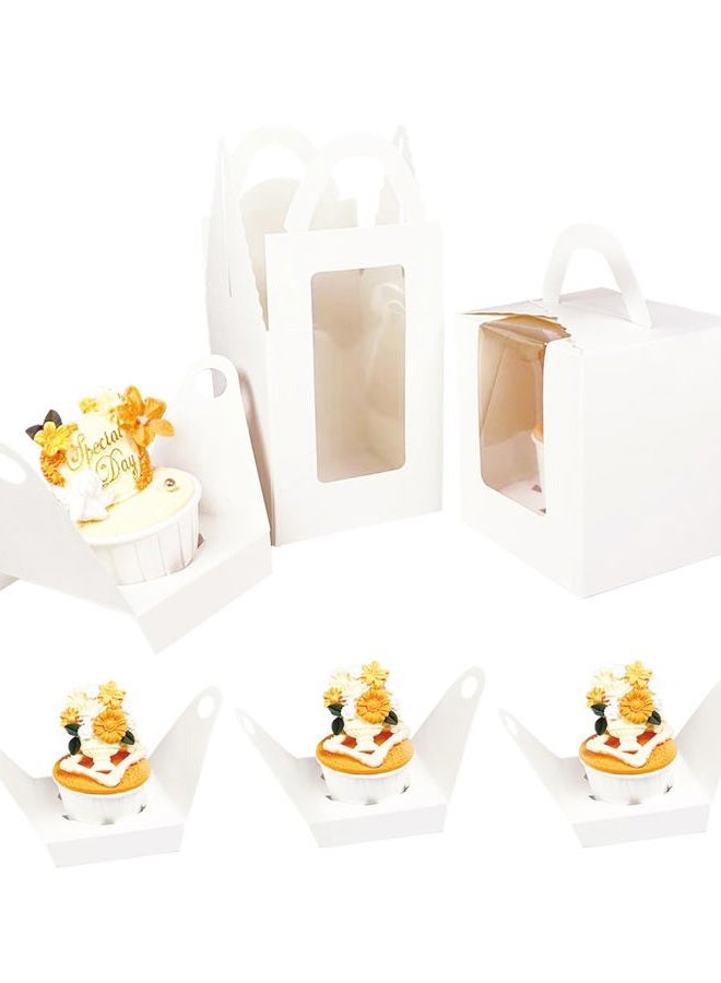 Bakepacker Auto-pop up Individual Cupcake Boxes with Window 25 Count White Single Cupcakes Box 3.6 x 3.6 x 4.3inch Cupcake Carrier - Image 4