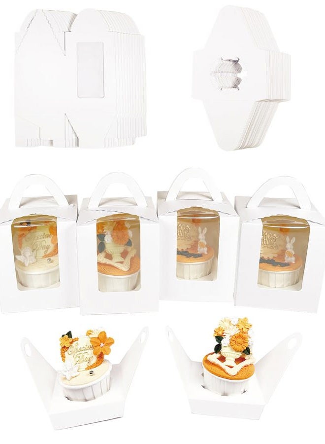 Bakepacker Auto-pop up Individual Cupcake Boxes with Window 25 Count White Single Cupcakes Box 3.6 x 3.6 x 4.3inch Cupcake Carrier - Image 3