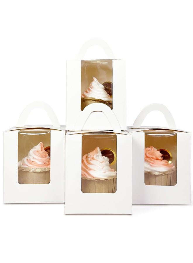 Bakepacker Auto-pop up Individual Cupcake Boxes with Window 25 Count White Single Cupcakes Box 3.6 x 3.6 x 4.3inch Cupcake Carrier - Image 2