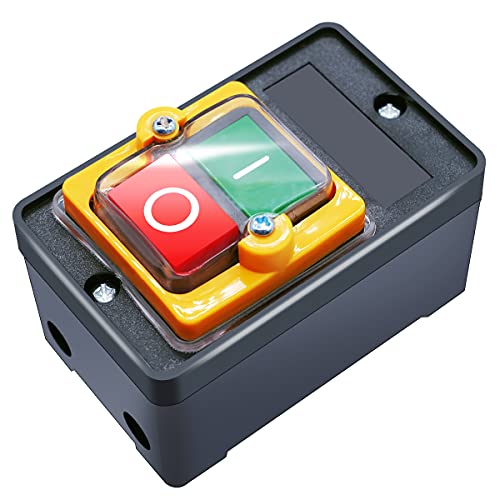 mxuteuk Waterproof Push Button Switch Motor On Off Switch Start Stop Switch Self Lock Mechanical Equipment Control Station 10A AC 220V/380V KAO-10KH - Image 1