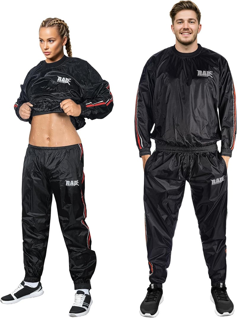 RAD Sauna Suit Men and Women, Weight Loss Sweat Suit Jacket Pant Gym, Boxing Workout - Image 1