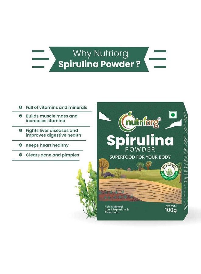 nutriorg مسحوق سبيرولينا العضوي من نوتريورغ | مكمل غذائي من الطحالب البروتينية 100 جرام - Image 4