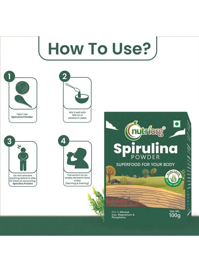 nutriorg مسحوق سبيرولينا العضوي من نوتريورغ | مكمل غذائي من الطحالب البروتينية 100 جرام - Image 5