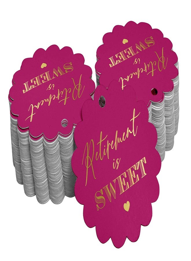 Inkdotpot Gold Foil Retirement is Sweet Text Tags Favor Hang Paper Tags 100 Pieces - Image 1