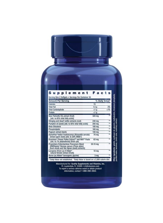 Life Extension - Ultra Prostate Formula Men’S Prostate Health Supplement With Beta Sitosterol Saw Palmetto Lycopene Pumpkin Seed - Image 1