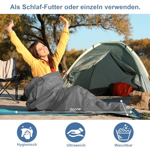 LSTRAGY Sleeping Bag Liner, Updated Adult Sleep Sack & Travel Sheets with Foot Zipper, Lightweight and Portable Camping Sleeping Bag Liners - Ideal for Backpacking, Hostels and Camping(Gray) - Image 5