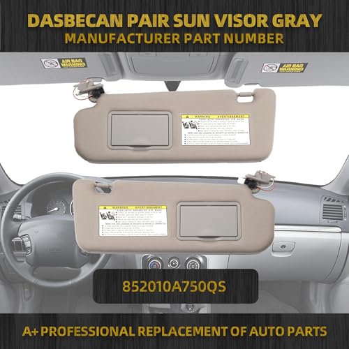 Dasbecan Gray Pair Sun Visor Compatible with Hyundai Sonata 2005 2006 2007 2008 2009 2010 Replaces# 852013K010QD 85202-0A750-QSQQH - Image 2