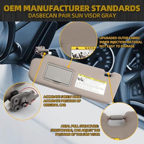 Dasbecan Gray Pair Sun Visor Compatible with Hyundai Sonata 2005 2006 2007 2008 2009 2010 Replaces# 852013K010QD 85202-0A750-QSQQH - Image 4
