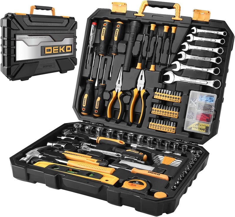 DEKOPRO 208 Piece Tool Set,General Household Hand Tool Kit, Auto Repair Tool Box with Plastic Toolbox Storage Case - Image 1