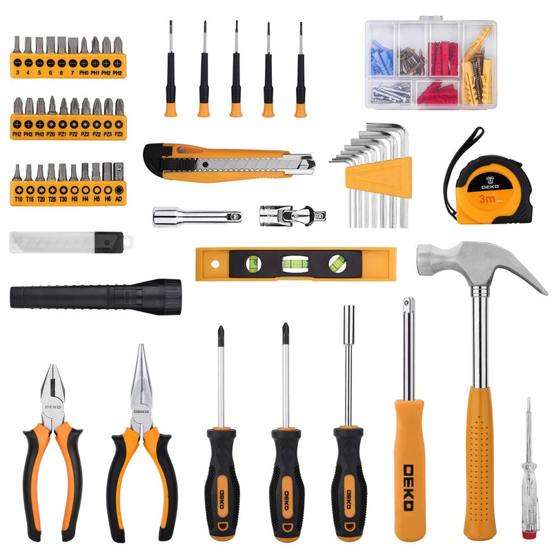 DEKOPRO 208 Piece Tool Set,General Household Hand Tool Kit, Auto Repair Tool Box with Plastic Toolbox Storage Case - Image 3