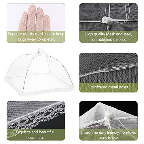 Onarway 3 Pack Food Serving Tents 14 Inch Pop-Up Encrypted Mesh Food Covers, Keep Flies Bugs Mosquitoes Away, Fine Net Screen Umbrella for Outdoors, Parties Picnics, BBQs, Reusable and Collapsible - Image 4