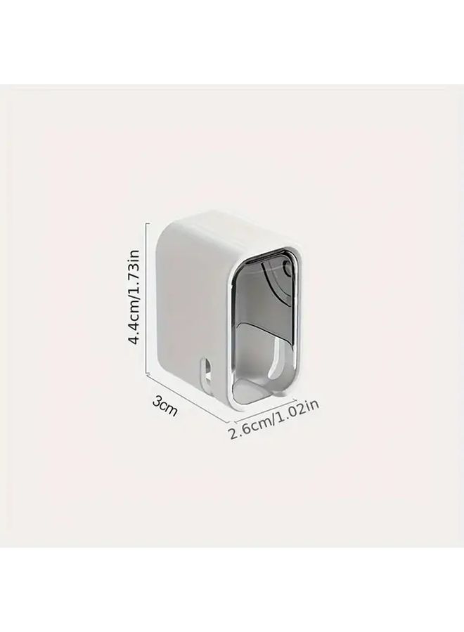 Gray Wall Mounted No Drill Toothbrush Holder With Lid Holds 3 Brushes Bathroom Organizer - Image 4