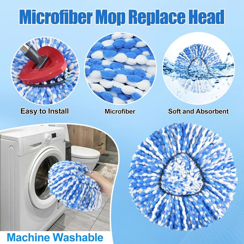 Deisunpet Mop Heads Replacements,Mop Handle,Scrub Brush,Base for Oceda Rinseclean 2 Tank,Include 2 Microfiber Mops Replace Head,30-58" Adjustable Mop Stick,1 Scrubber Head,1 Spin Base for Floor Cleaning - Image 4