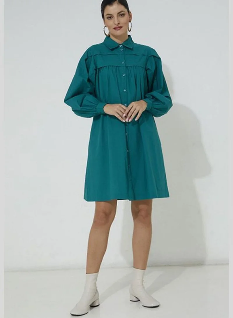 ايروبوستال Poplin Puffy Constructed Midi Shirt Dress