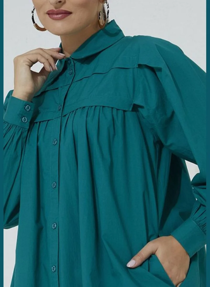 ايروبوستال Poplin Puffy Constructed Midi Shirt Dress