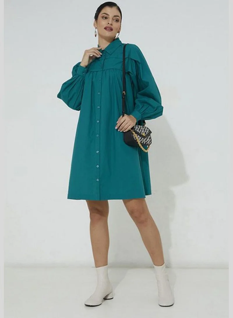 ايروبوستال Poplin Puffy Constructed Midi Shirt Dress