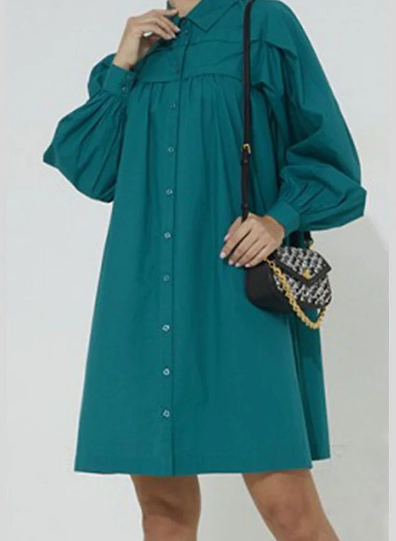ايروبوستال Poplin Puffy Constructed Midi Shirt Dress