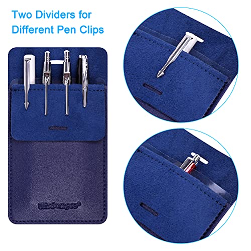 Wisdompro Pocket Protector, 3 Pack PU Leather Heavy Duty Pen Holder Pouch for Shirts, Lab Coats, Pants - Multi-Purpose - Holds Pens, Pointers, Pencils, and Notes - Blue - Image 2
