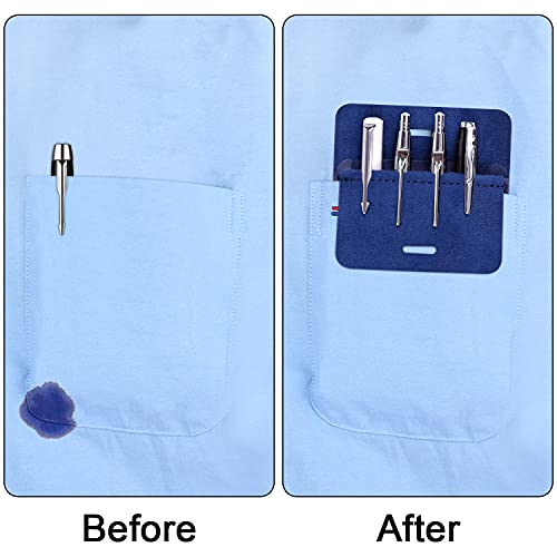 Wisdompro Pocket Protector, 3 Pack PU Leather Heavy Duty Pen Holder Pouch for Shirts, Lab Coats, Pants - Multi-Purpose - Holds Pens, Pointers, Pencils, and Notes - Blue - Image 5